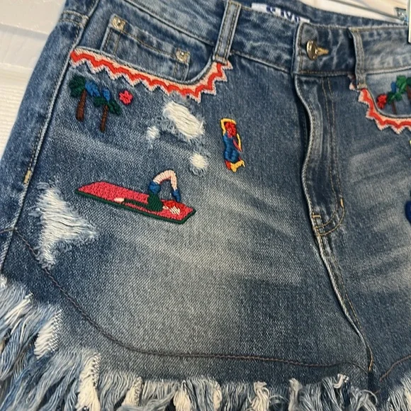 SJYP blue cutoff denim Jean shorts, Sz Small - Picture 3 of 8